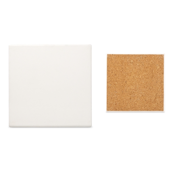 Square white ceramic stone coaster with non-slip cork back. Great desk... from ASI 34040 Alexander Mfg Co