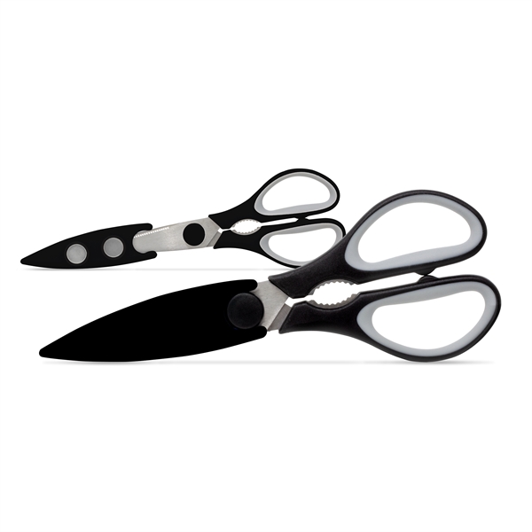 Stainless steel construction scissor, serrated edge blades. Magnetic plastic blade sheath.... from ASI 34040 Alexander Mfg Co / Alexander MC