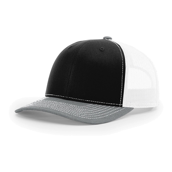 Richardson 112 snapback six-panel cotton and polyester trucker cap with leatherette... from ASI 74601 Calico