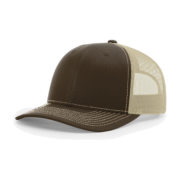 Richardson 112 snapback six-panel cotton and polyester trucker cap with leatherette... from ASI 74601 Calico