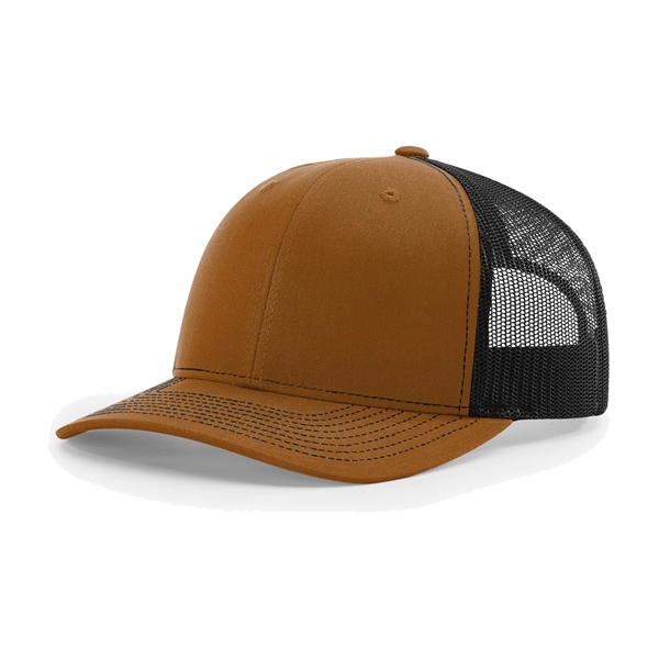 Richardson 112 snapback six-panel cotton and polyester trucker cap with leatherette... from ASI 74601 Calico