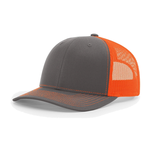 Richardson 112 snapback six-panel cotton and polyester trucker cap with leatherette... from ASI 74601 Calico