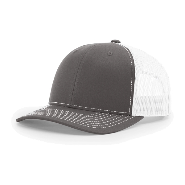 Richardson 112 snapback six-panel cotton and polyester trucker cap with leatherette... from ASI 74601 Calico