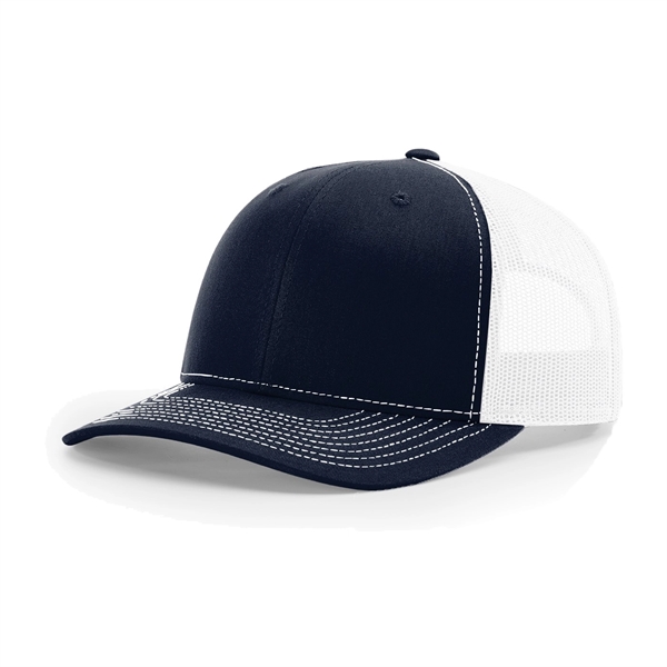 Richardson 112 snapback six-panel cotton and polyester trucker cap with leatherette... from ASI 74601 Calico