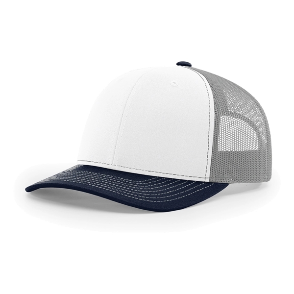 Richardson 112 snapback six-panel cotton and polyester trucker cap with leatherette... from ASI 74601 Calico