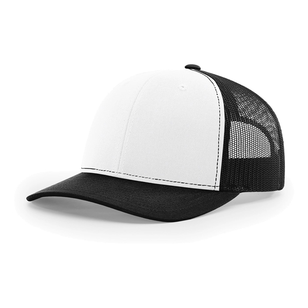 Richardson 112 snapback six-panel cotton and polyester trucker cap with leatherette... from ASI 74601 Calico