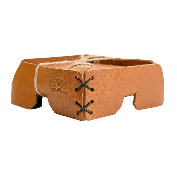 Square Full-Grain Leather Coaster Set with 4 Coasters holder & Gift... from ASI 75126 Oowee Products / OOWEE PRODUCTS