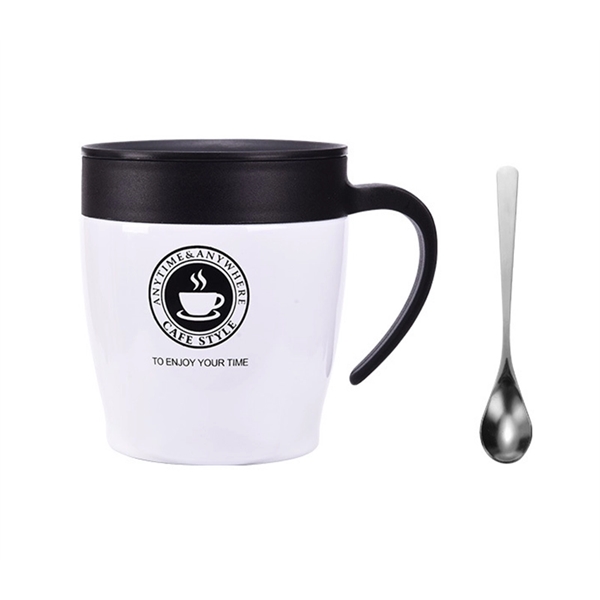 10 oz. Stainless steel travel mug with spoon with 1 color... from ASI 37218 Athena Promo (tm)