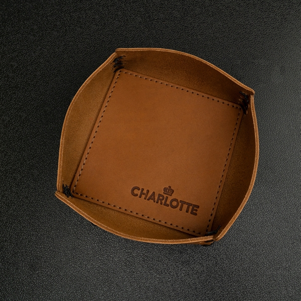 100% Genuine Leather Large Desk Tray with reenforced bottom and sewn... from ASI 75126 Oowee Products