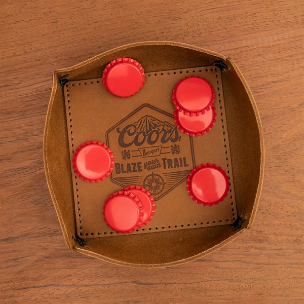 100% Genuine Leather Large Desk Tray with reenforced bottom and sewn... from ASI 75126 Oowee Products