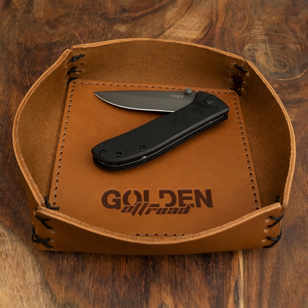 100% Genuine Leather Large Desk Tray with reenforced bottom and sewn... from ASI 75126 Oowee Products