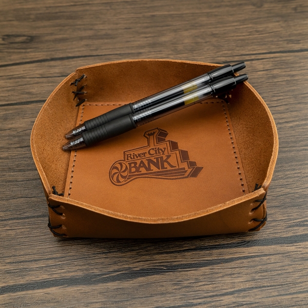 100% Genuine Leather Large Desk Tray with reenforced bottom and sewn... from ASI 75126 Oowee Products