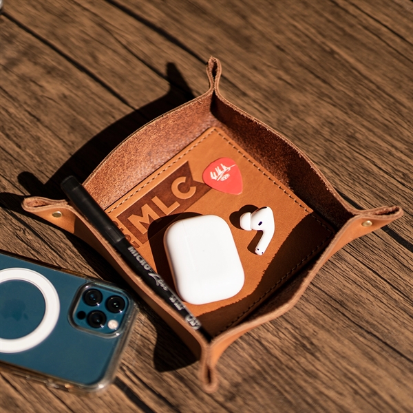 100% Genuine Leather Riveted Desk Tray with reenforced bottom and riveted... from ASI 75126 Oowee Products