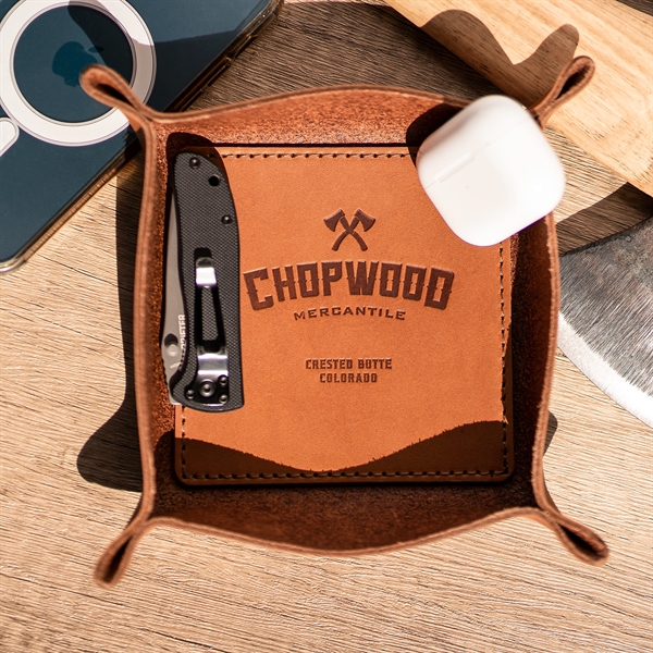 100% Genuine Leather Riveted Desk Tray with reenforced bottom and riveted... from ASI 75126 Oowee Products