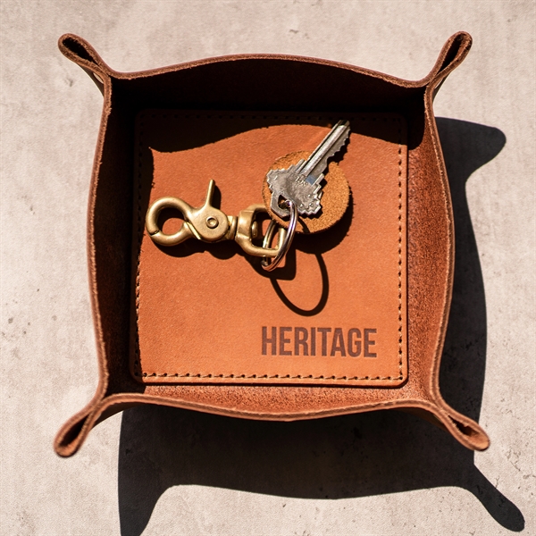 100% Genuine Leather Riveted Desk Tray with reenforced bottom and riveted... from ASI 75126 Oowee Products