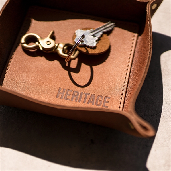 100% Genuine Leather Riveted Desk Tray with reenforced bottom and riveted... from ASI 75126 Oowee Products