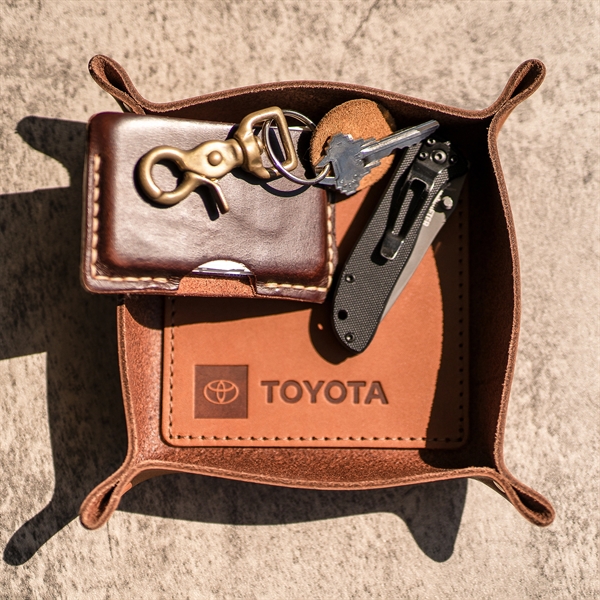 100% Genuine Leather Riveted Desk Tray with reenforced bottom and riveted... from ASI 75126 Oowee Products