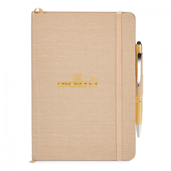 Combo includes ST454 linen hard cover journal with an interior gusseted... from ASI 88660 Spector & Co.