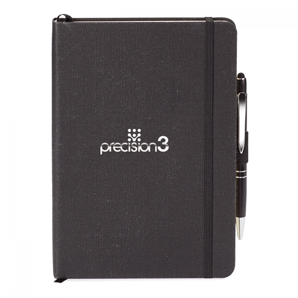 Combo includes ST454 linen hard cover journal with an interior gusseted... from ASI 88660 Spector & Co.