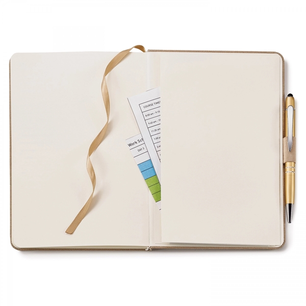 Combo includes ST454 linen hard cover journal with an interior gusseted... from ASI 88660 Spector & Co.