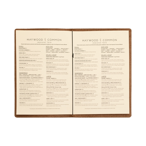 Genuine Leather Horizontal Menu Cover. Closed (5.75"w x 9.25"h) Open Size... from ASI 75126 Oowee Products