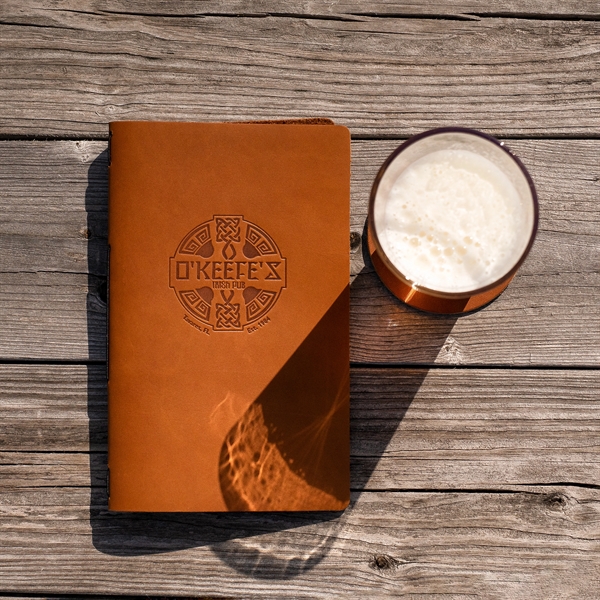 Genuine Leather Horizontal Menu Cover. Closed (5.75"w x 9.25"h) Open Size... from ASI 75126 Oowee Products
