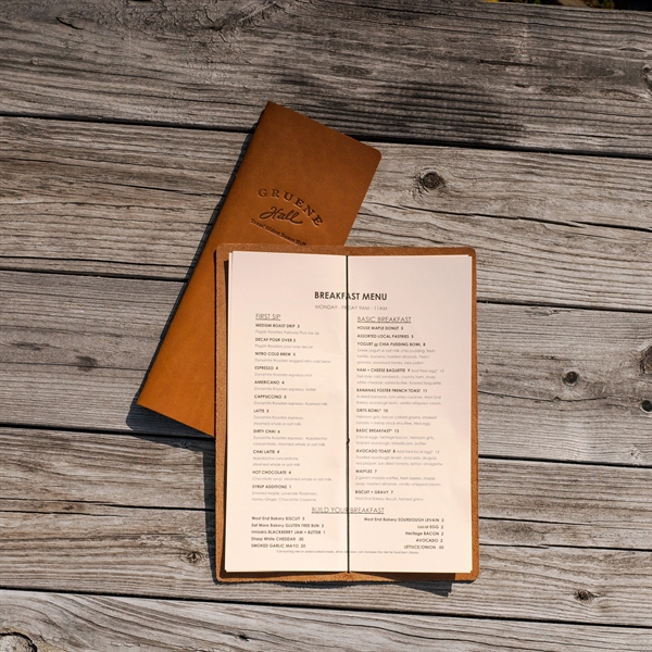 Genuine leather Simple Menu Cover Vertical - Closed (5.75"w x 9.25"h)... from ASI 75126 Oowee Products