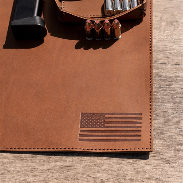 100 Genuine Leather 18" x 12" Gun Mat with a decorative... from ASI 75126 Oowee Products