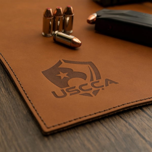 100 Genuine Leather 18" x 12" Gun Mat with a decorative... from ASI 75126 Oowee Products