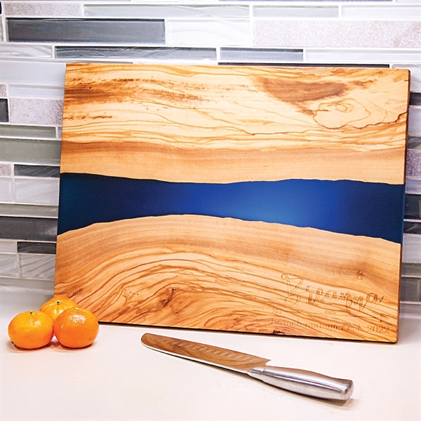 Handcrafted olive wood and contrasting blue resin serving and cutting board.... from ASI 57655 STOPNGO Line