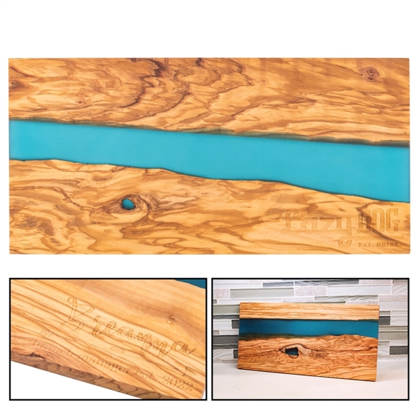 Handcrafted olive wood and contrasting blue resin serving and cutting board.... from ASI 57655 STOPNGO Line
