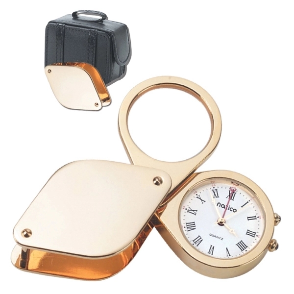 Silver travel alarm clock with ring that pulls out & retracts... from ASI 73010 Natico Originals Inc / Natico Originals
