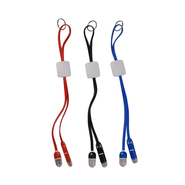 3-in-1 charging cable with keyring + 1 color Pad imprint on... from ASI 37218 Athena Promo (tm)