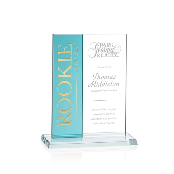 Vertical Award- Teal/Starfire.... from ASI 84592 St Regis Group / Prestige Glass