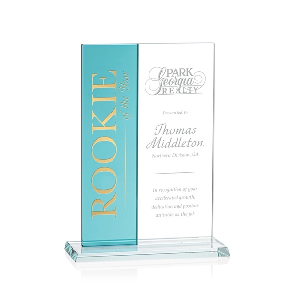 Vertical Award- Teal/Starfire.... from ASI 84592 St Regis Group / Prestige Glass