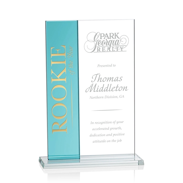 Vertical Award- Teal/Starfire.... from ASI 84592 St Regis Group / Prestige Glass