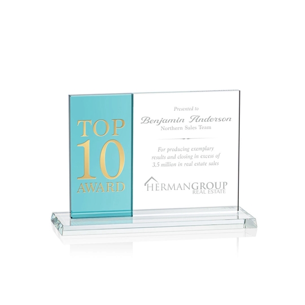 Horizontal Award- Teal/Starfire.... from ASI 84592 St Regis Group / Prestige Glass
