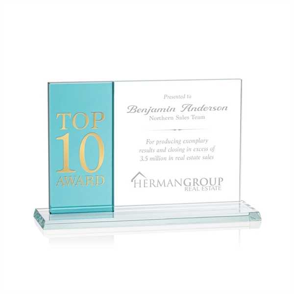 Horizontal Award- Teal/Starfire.... from ASI 84592 St Regis Group / Prestige Glass