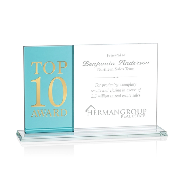 Horizontal Award- Teal/Starfire.... from ASI 84592 St Regis Group / Prestige Glass