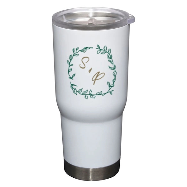 22 oz. vacuum insulated stainless steel travel mug with a clear... from ASI 46573 Cooper & Clement Inc