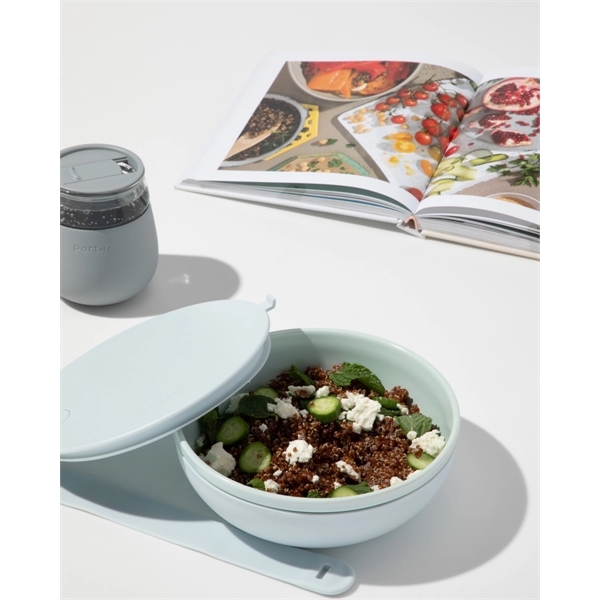 Ceramic lunch bowl with 34 oz. capacity, protective non-slip exterior, lid... from ASI 56070 Gemline / Gemline®