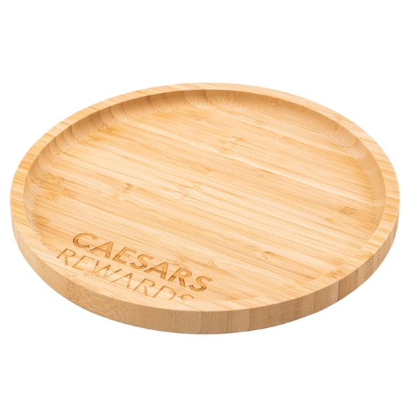 Round bamboo serving and displaying tray platter with raised edges.... from ASI 57655 STOPNGO Line