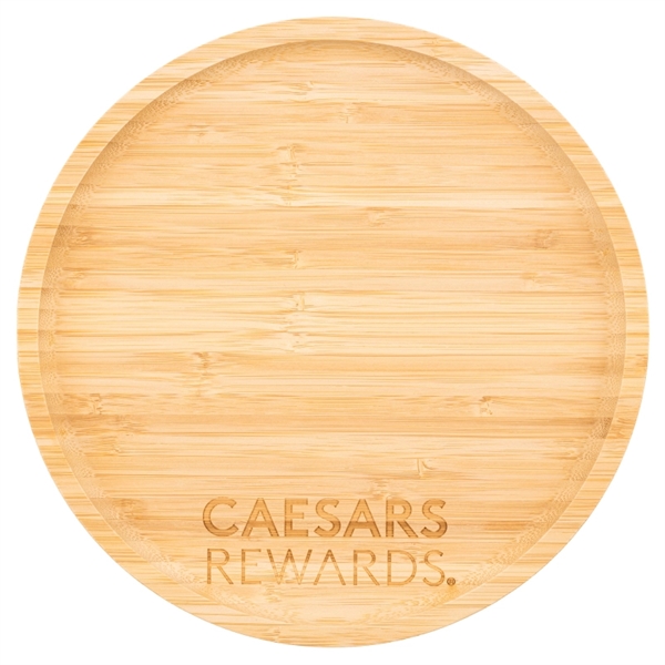 Round bamboo serving and displaying tray platter with raised edges.... from ASI 57655 STOPNGO Line