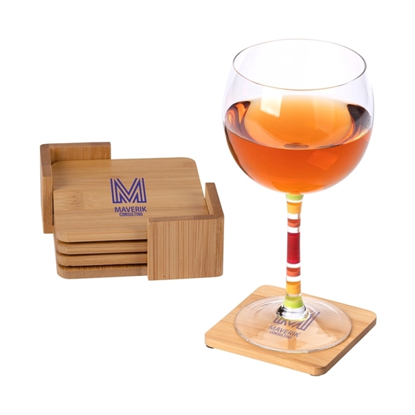 Brandon IV 4-Piece Bamboo Coaster Set... from ASI 67866 Logomark/Valumark