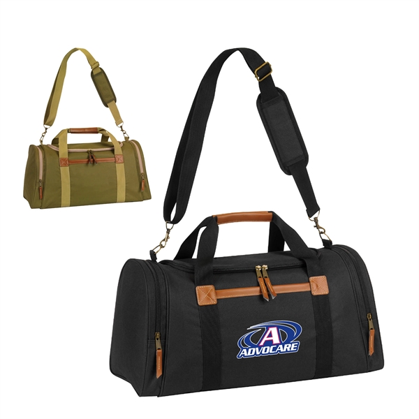 Duffel bag with U zipper top and leatherette trim handle grips.... from ASI 41511 Brainchild USA Inc / BrainChild Gift Club