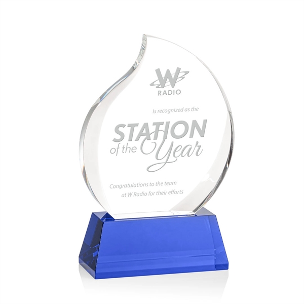 Optical crystal flame shape award with thick bevels on base... from ASI 84592 St Regis Group / St Regis