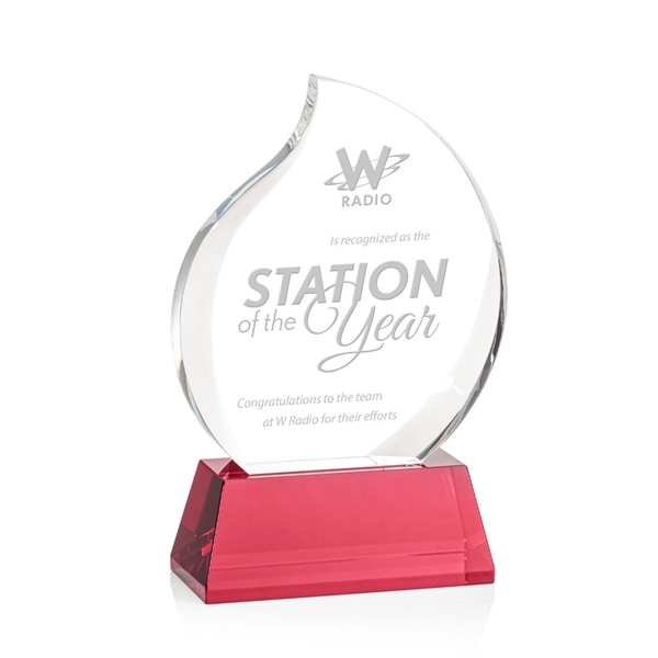 Optical crystal flame shape award with thick bevels on base... from ASI 84592 St Regis Group / St Regis