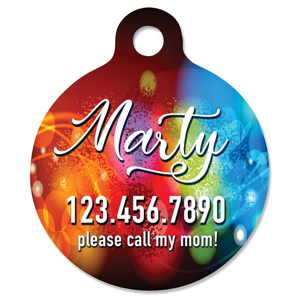 Anodized aluminum pet tag with round shape; measures 1" with customization.... from ASI 92531 Unique Custom Products / UCP