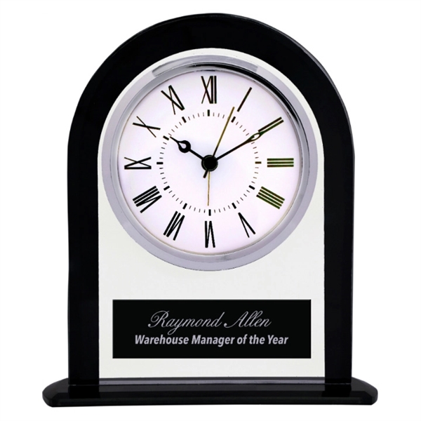 6.25" glass and clear glass clock with engraving.... from ASI 92531 Unique Custom Products / UCP