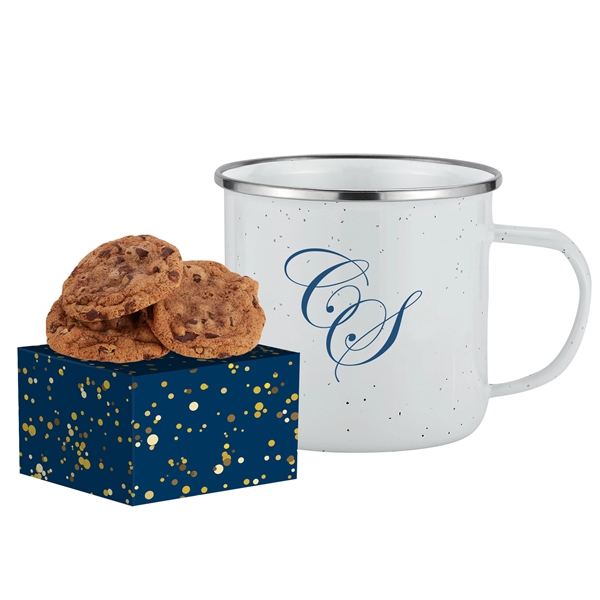 16 oz. Speckled Camping Mug Gift Set with Gourmet Chocolate Chunk... from ASI 71685 Midnite Snax® / Promo Revolution